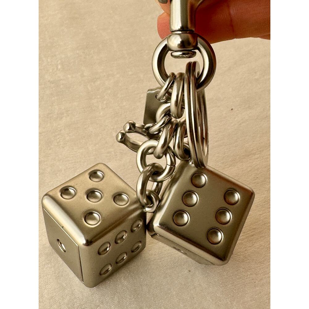 Coach Dice Bag Charm in silver-tone metal